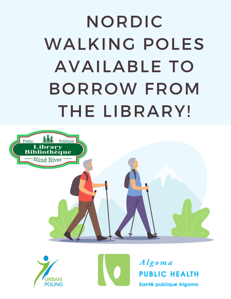 Nordic walking poles available to borrow from library.